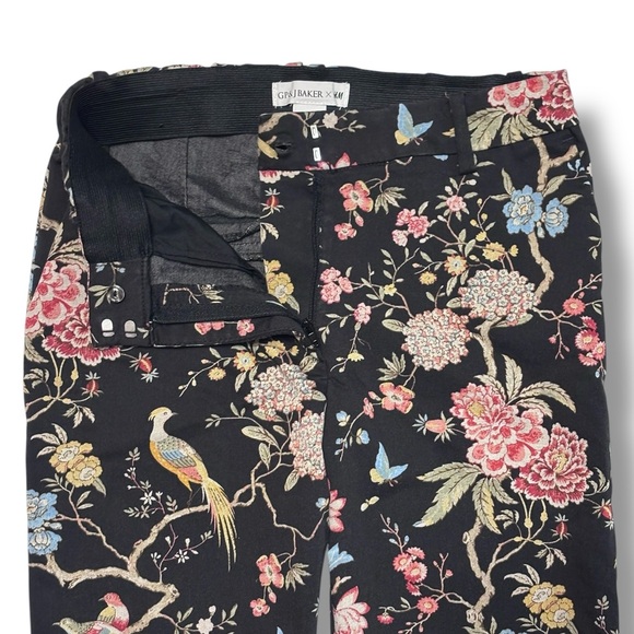 GP & J BAKER x H&M Floral & Bird Pattern Flat Front Ankle Length Trousers - Picture 7 of 8